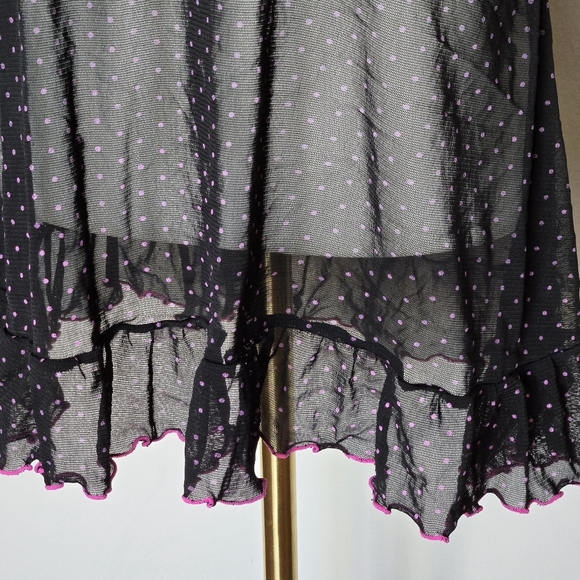 Y2K 90s Vintage Rampage Babydoll Sheer Mesh Polka-Dot Black Lace Cami Top - Picture 5 of 12